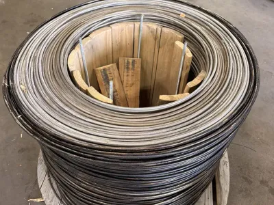 Close-up of an aluminum cable spool